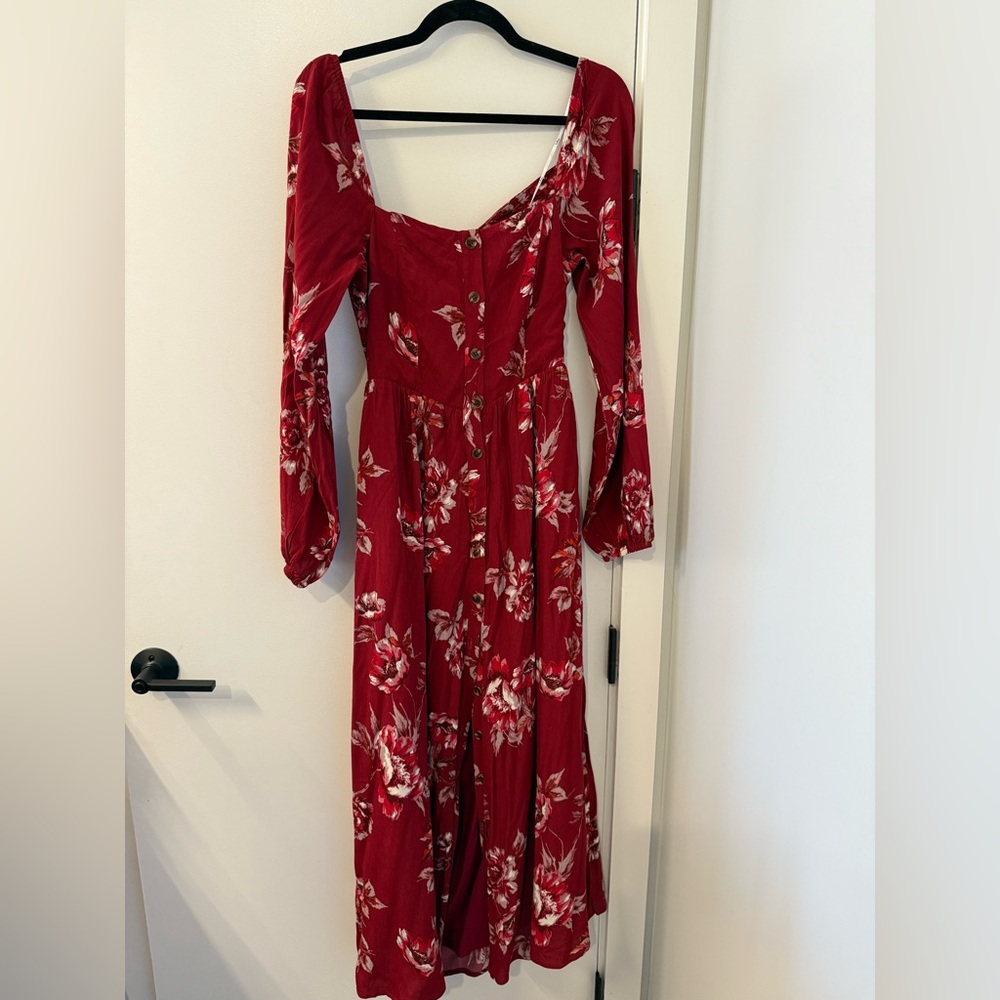 Floral Red Dress